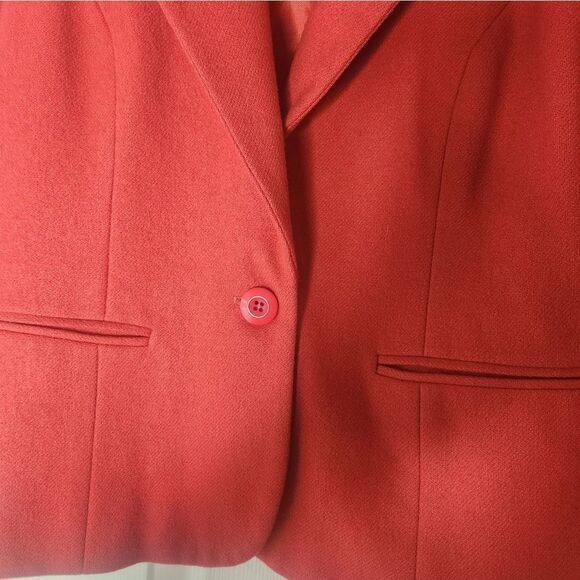 Adolfo International 8P Fire EngineRed 100% WOOL L/slv Lined Women Jacket Blazer - Picture 8 of 8